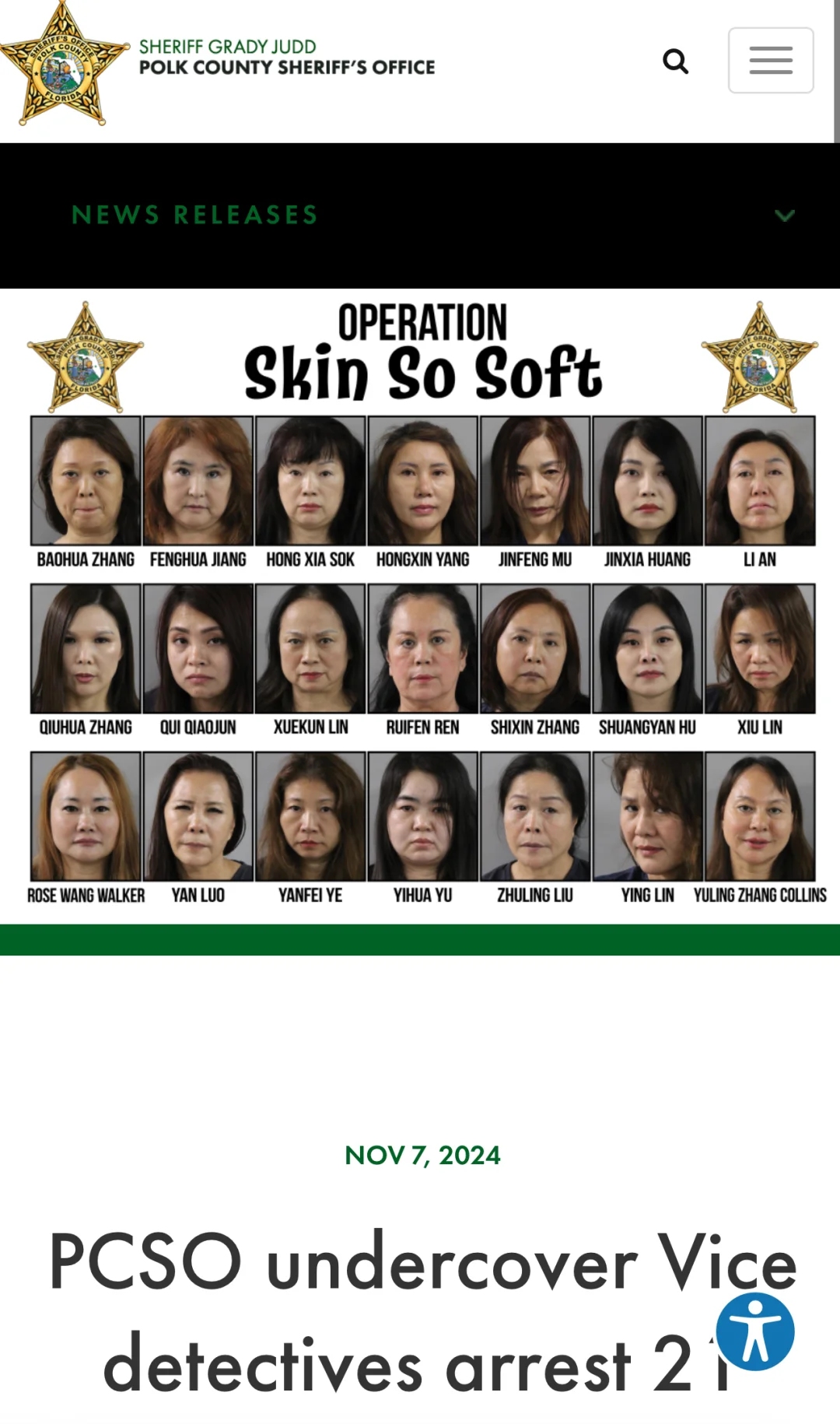 21 Chinese Women in Florida Charged with Involvement in Prostitution and Sex Trafficking