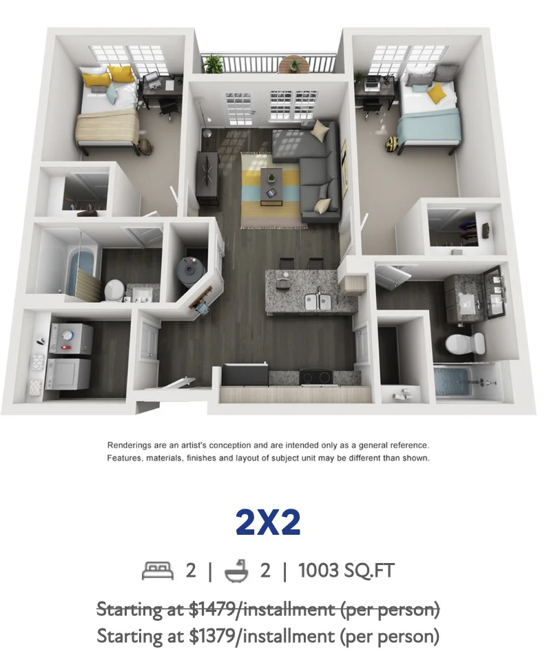Summer Short-Term Rental in Atlanta GT: Entire 2B2B or 1B1B Units Available