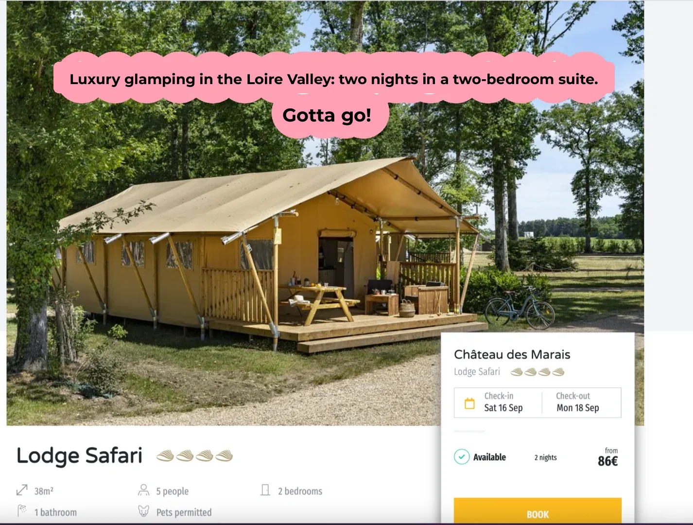 🇫🇷 5-Star Cabin Camp in Loire Valley for Just $86 for Two Nights!