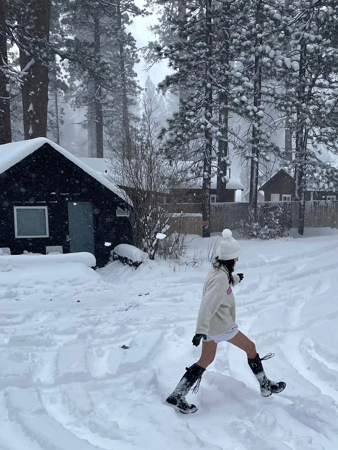 Cabin Life at Big Bear Lake in a Blizzard 🛖❄️ / Skiing & Hot Springs